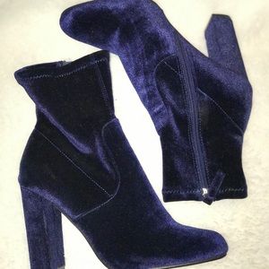 Steve Madden Midnight Blue Velvet Ankle Boots